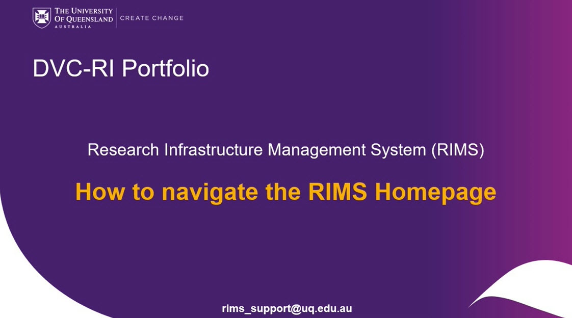 How to navigate RIMS homepage