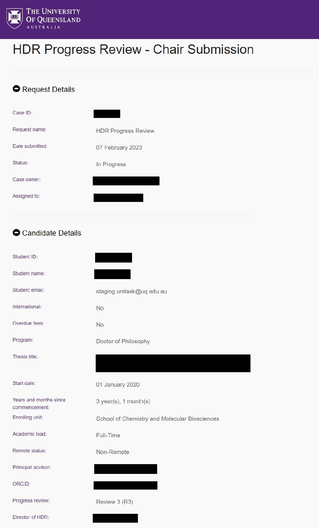 Request and candidate details screenshot