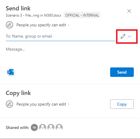 Manage access button highlighted in M365
