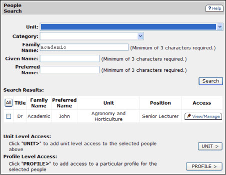 ECPS Grant access to profile people search